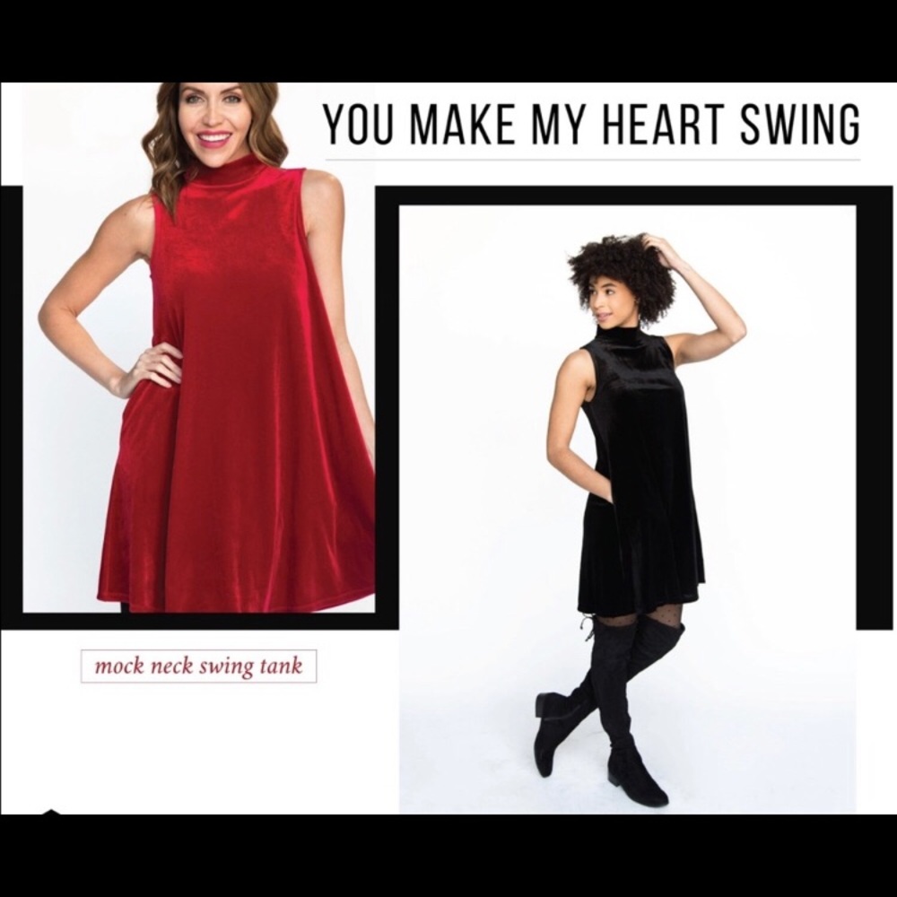 Agnes and Dora mock neck velvet swing dress